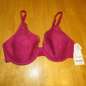 Chantelle Magenta Lace Front Underwire Plunge Bra Size 32DDD